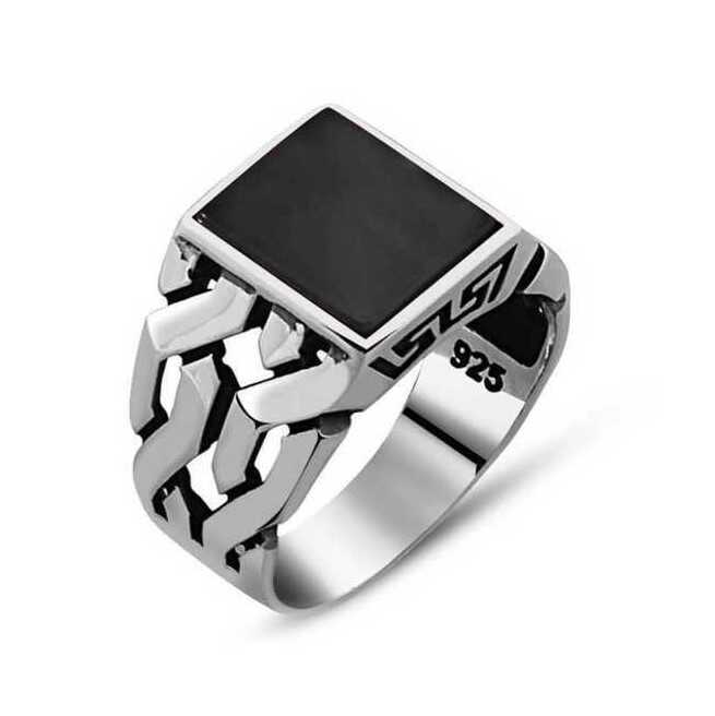 Silver Black Stone Men’s Ring