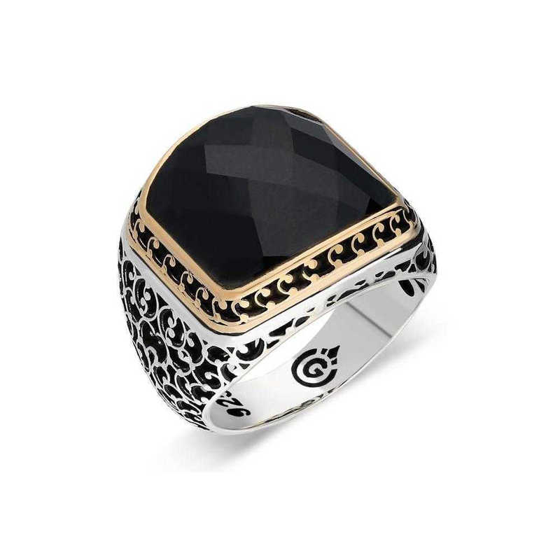Silver Black Zircon Stone Men’s Ring