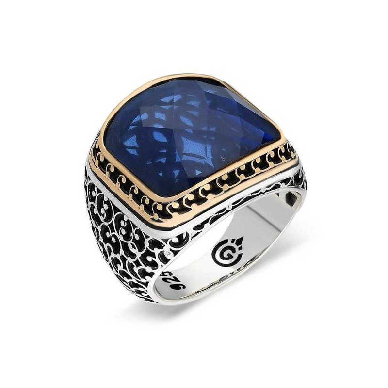 Silver Parliament Blue Zircon Stone Men’s Ring