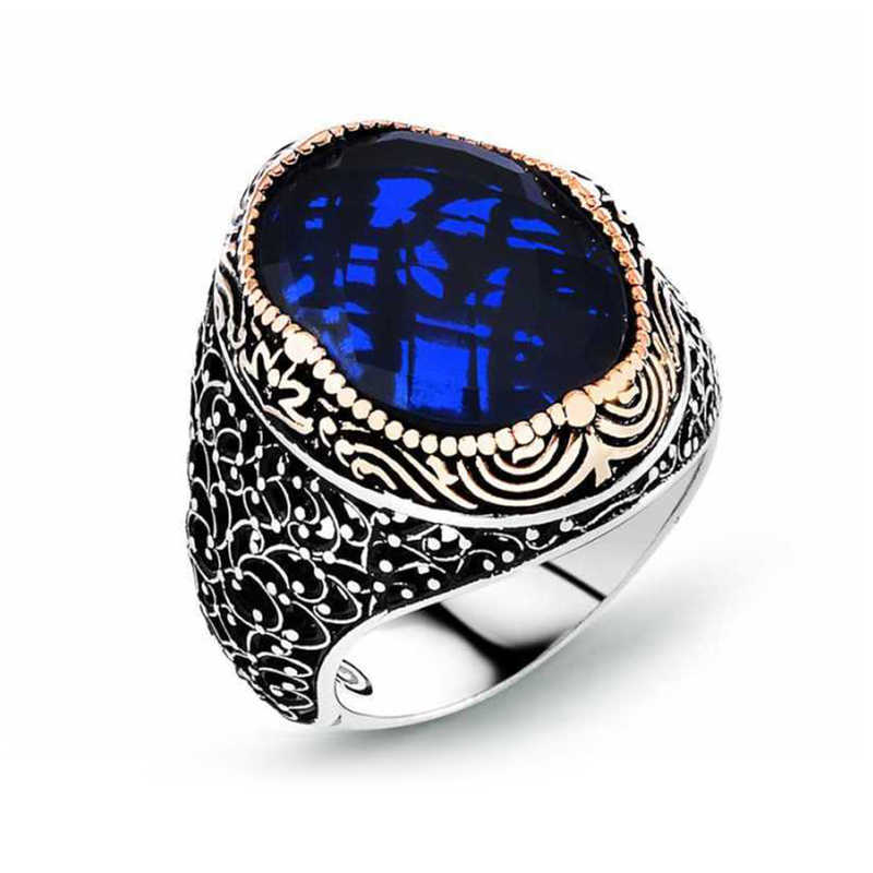 Silver Blue Zircon Stone Men’s Ring