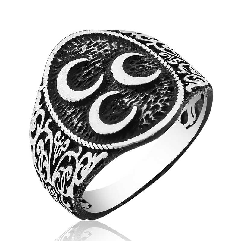 Silver Three Crescent Men’s Ring