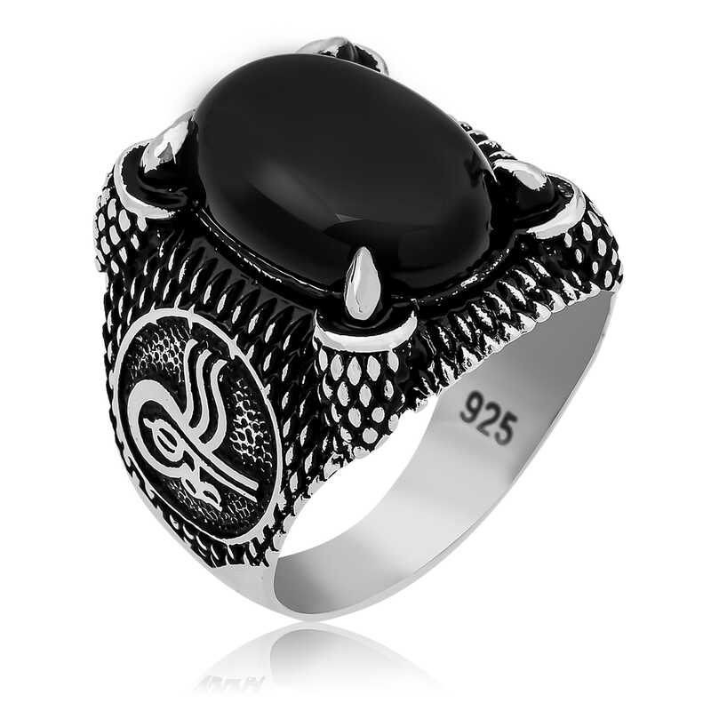 Silver Ottoman Tughra Crest Claw Men’s Ring