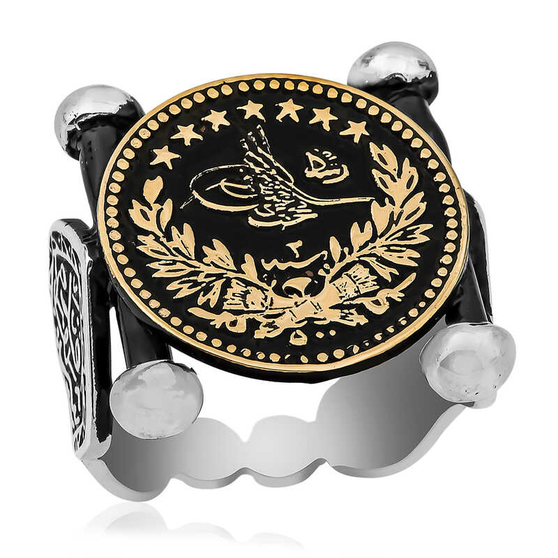 Silver Kadem-i Şerif Detailed Ottoman Coat of Arms Men’s Ring