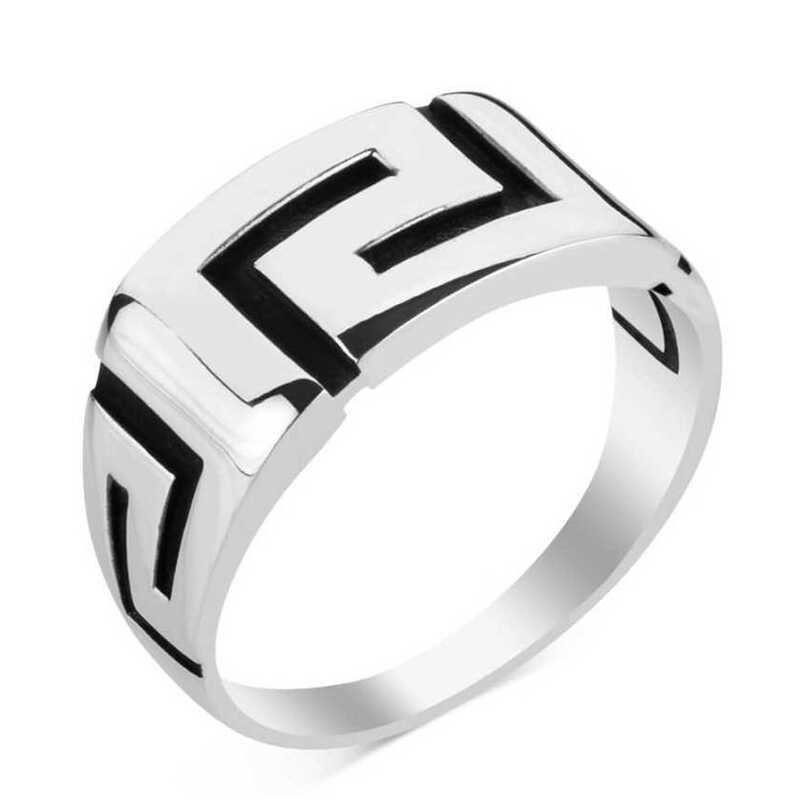 Silver Zigzag Patterned Men’s Ring