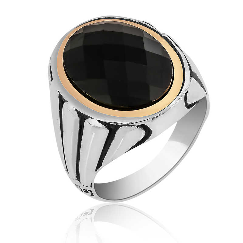 Silver Black Zircon Stone Men’s Ring