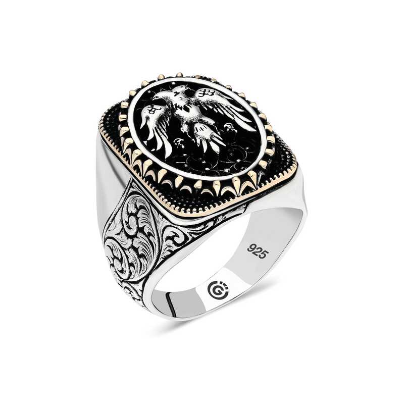 Silver Double-Headed Eagle Oval Men’s Ring