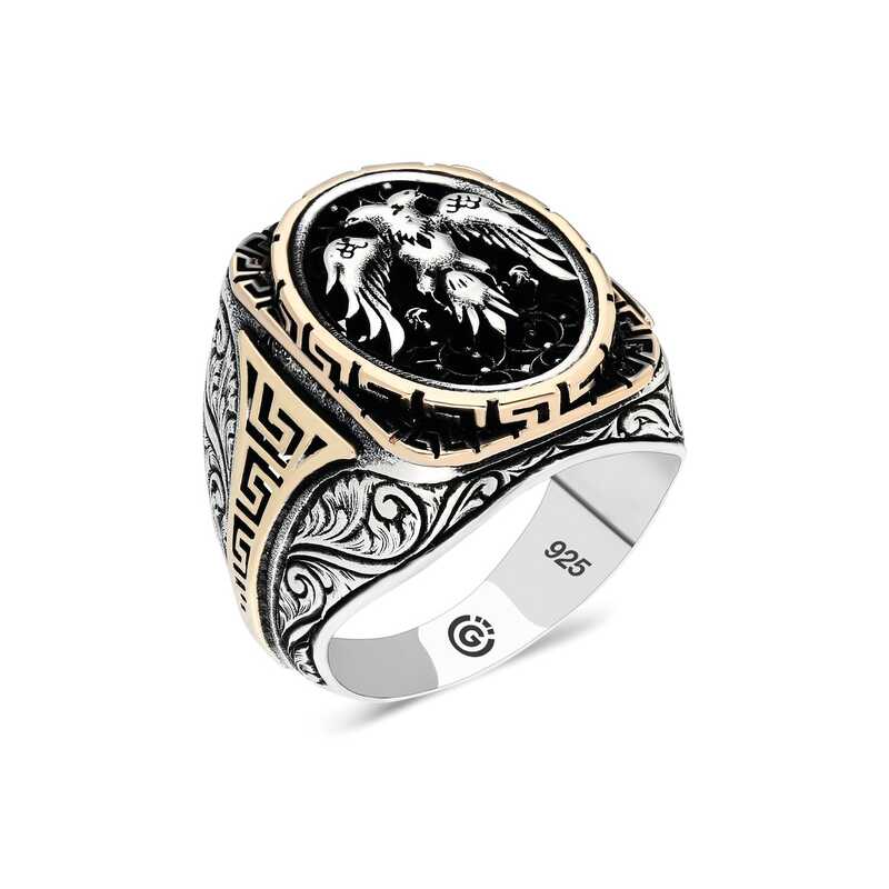 Silver Double-Headed Eagle Oval Men’s Ring