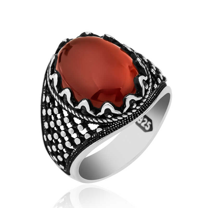 Silver Agate Men’s Ring