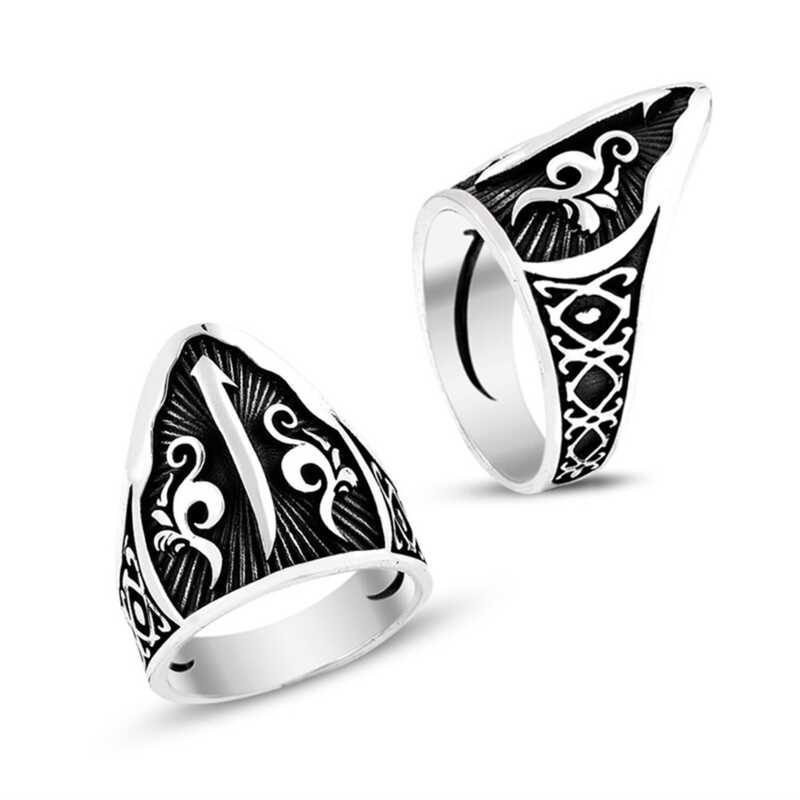 Silver Elif Motif Thumb Ring for Men