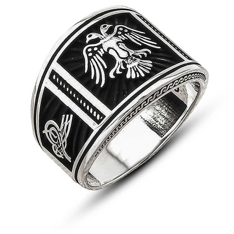 Silver Double-Headed Eagle Men's Ring