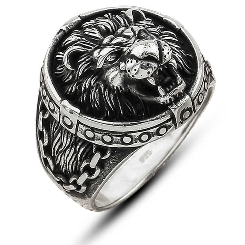​Silver Lion Figured Men's Ring