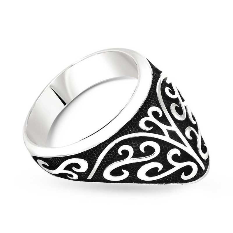 Silver Patterned Archer Men’s Ring