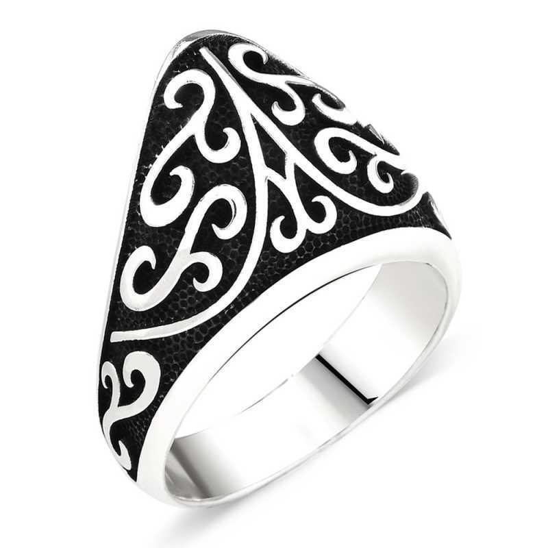 Silver Patterned Archer Men’s Ring