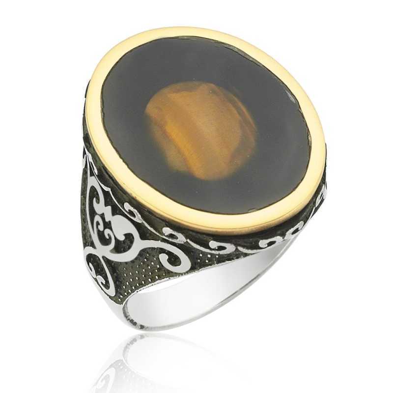 Transparent Tiger Eye Men’s Ring