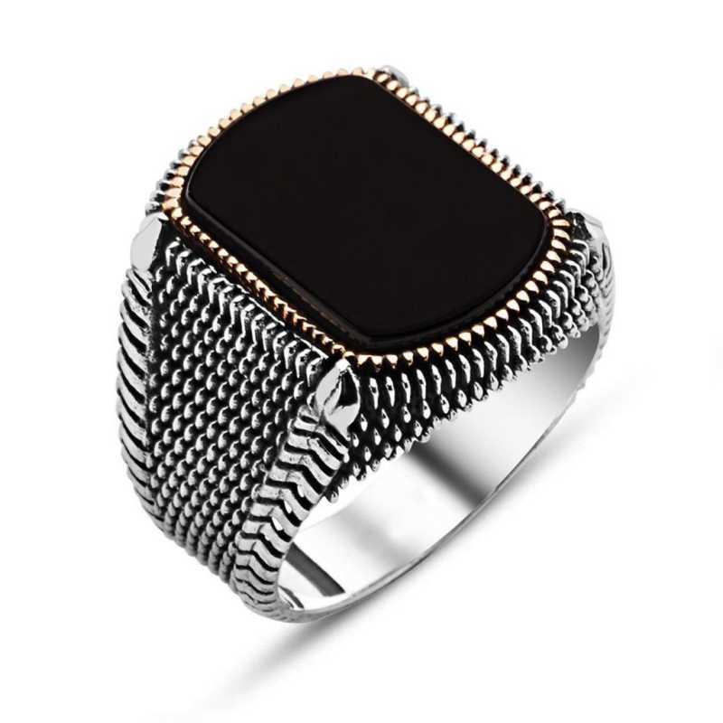 Silver Black Stone Men’s Ring