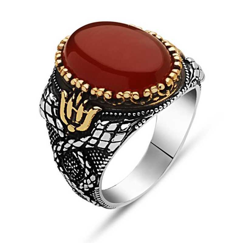 Silver Agate Stone Men’s Ring
