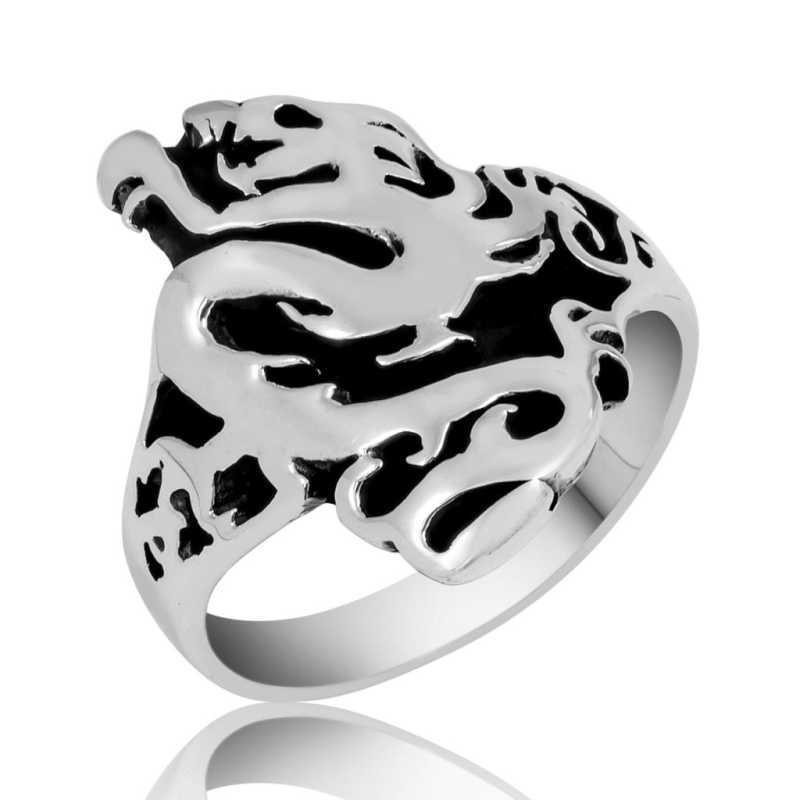 Silver Flaming Dragon Men’s Ring