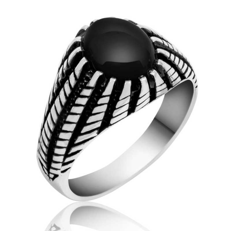 Silver Black Stone Men’s Ring