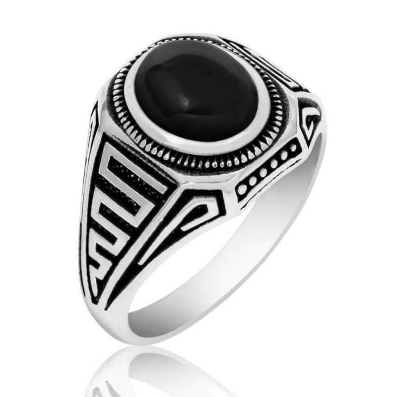 Silver Black Stone Men’s Ring