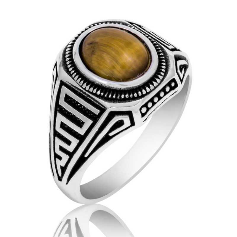 Silver Tiger Eye Men’s Ring