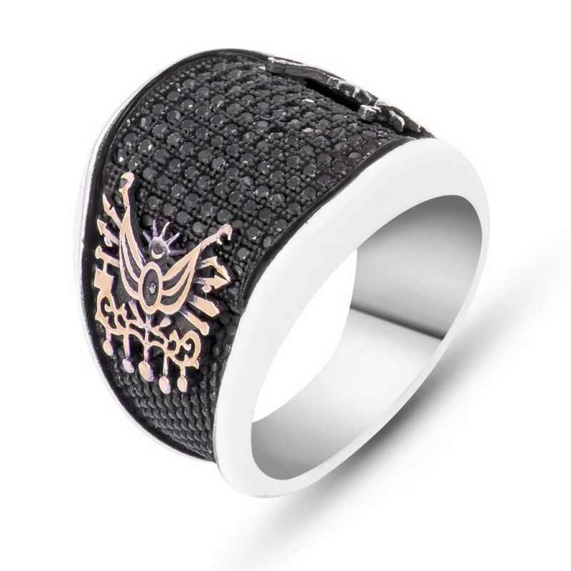 Silver Stone Ottoman Coat of Arms Men’s Ring