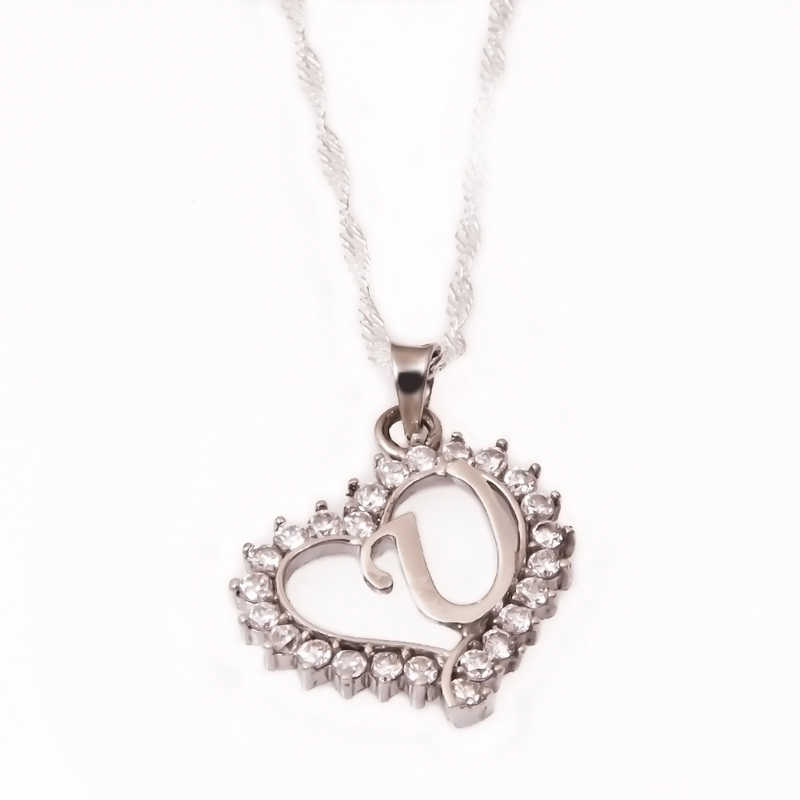 Silver Letter U Heart Women’s Necklace