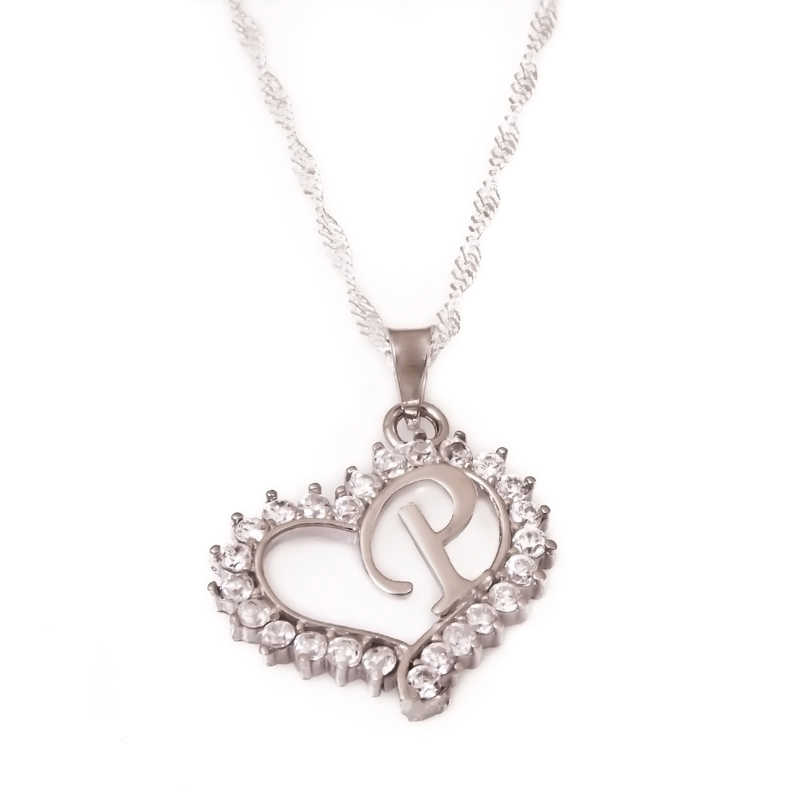 Silver P Letter Heart Women’s Necklace