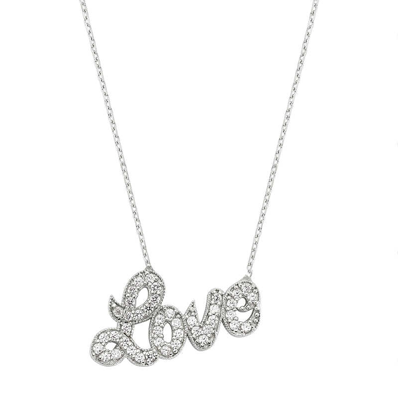 Silver Love Written Women’s Necklace