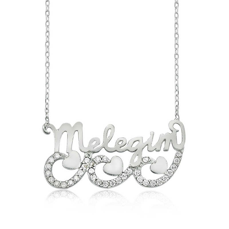 Silver My Angel Written Heart Necklace for Women