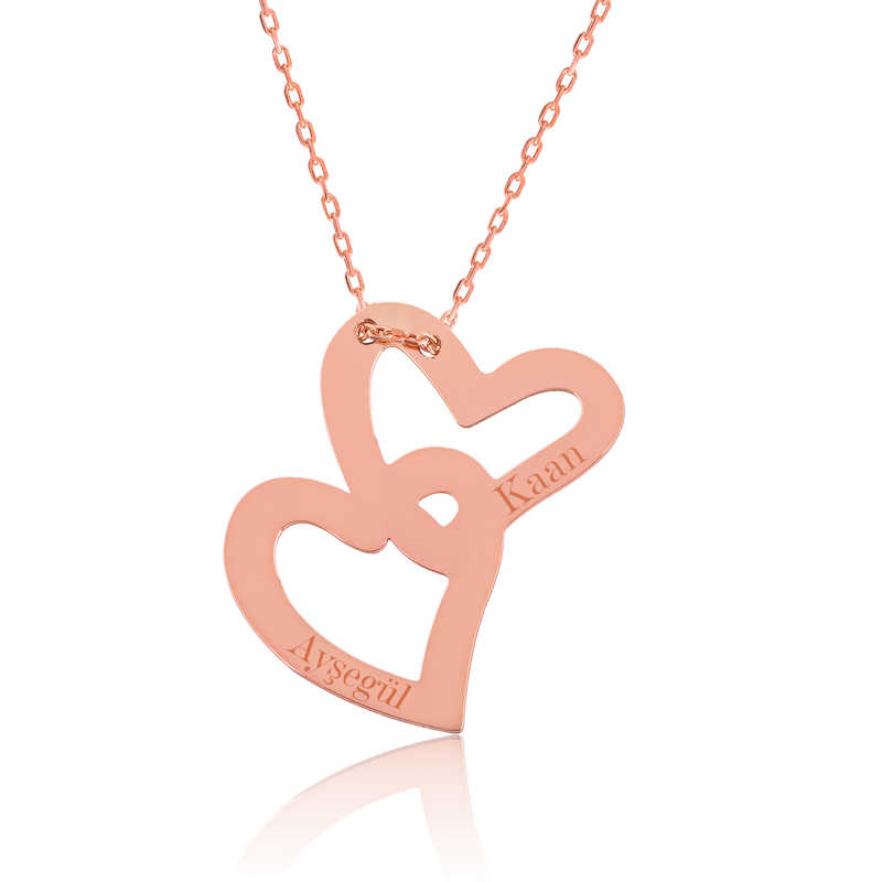 Silver Rose United Hearts Name Necklace for Women