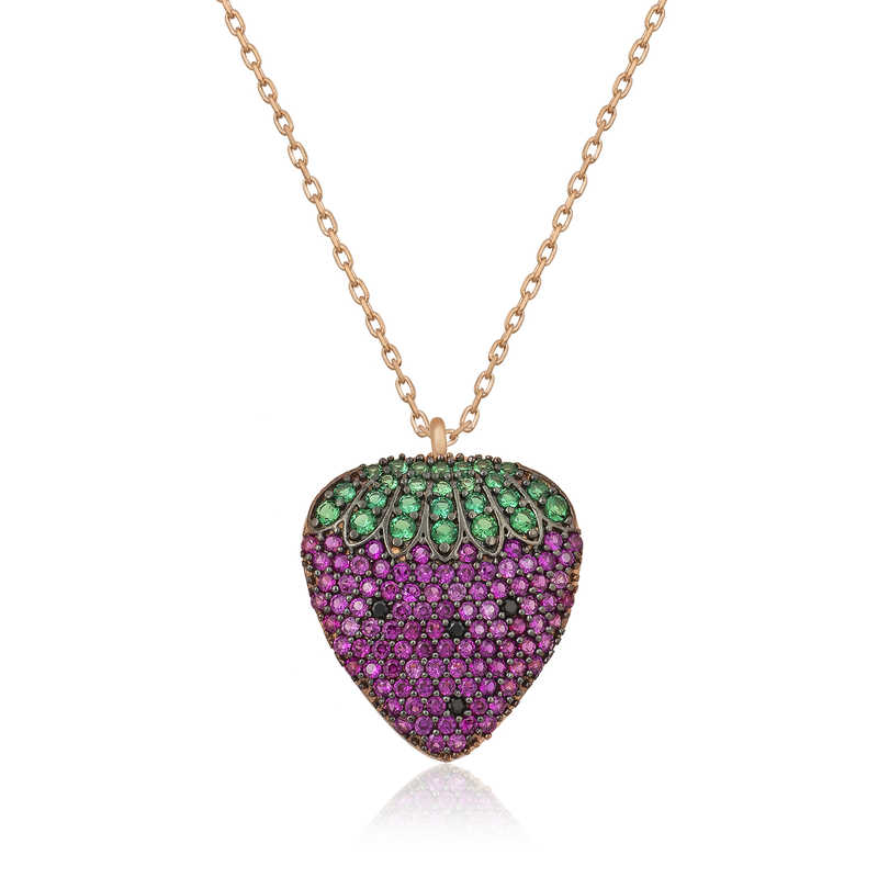 Silver Rose Strawberry Women’s Necklace