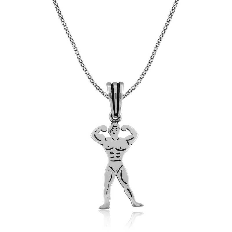 Silver Bodybuilding Men’s Necklace