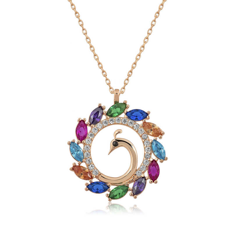 Silver Rose Peacock Women’s Necklace