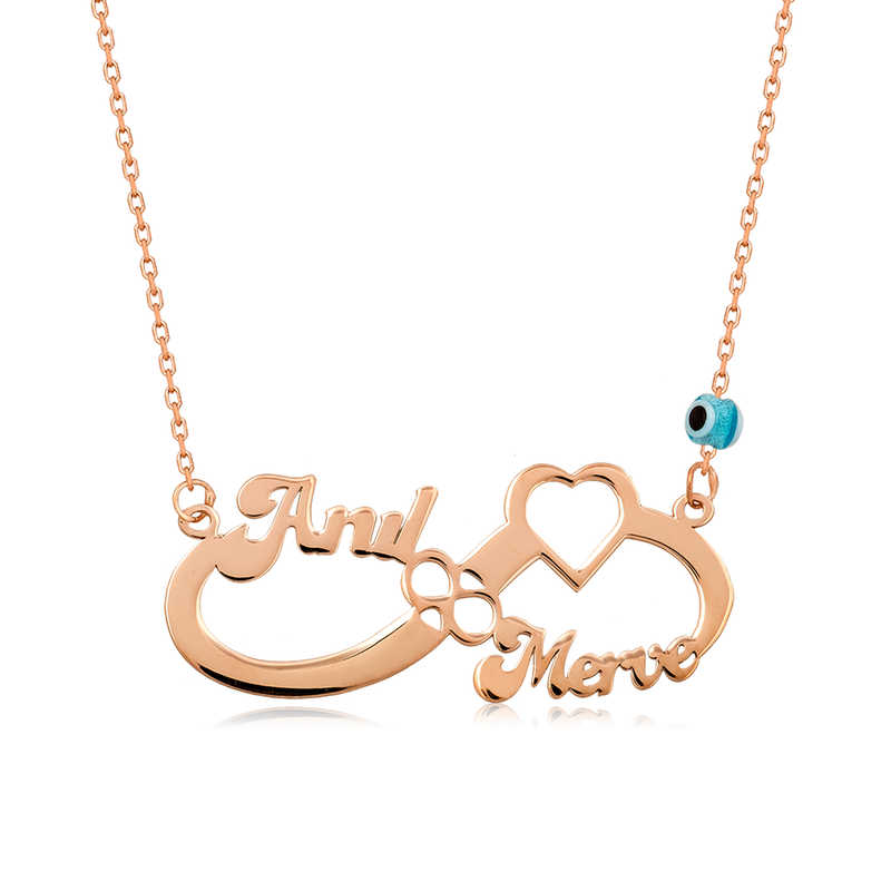 Silver Rose Name Infinity Necklace