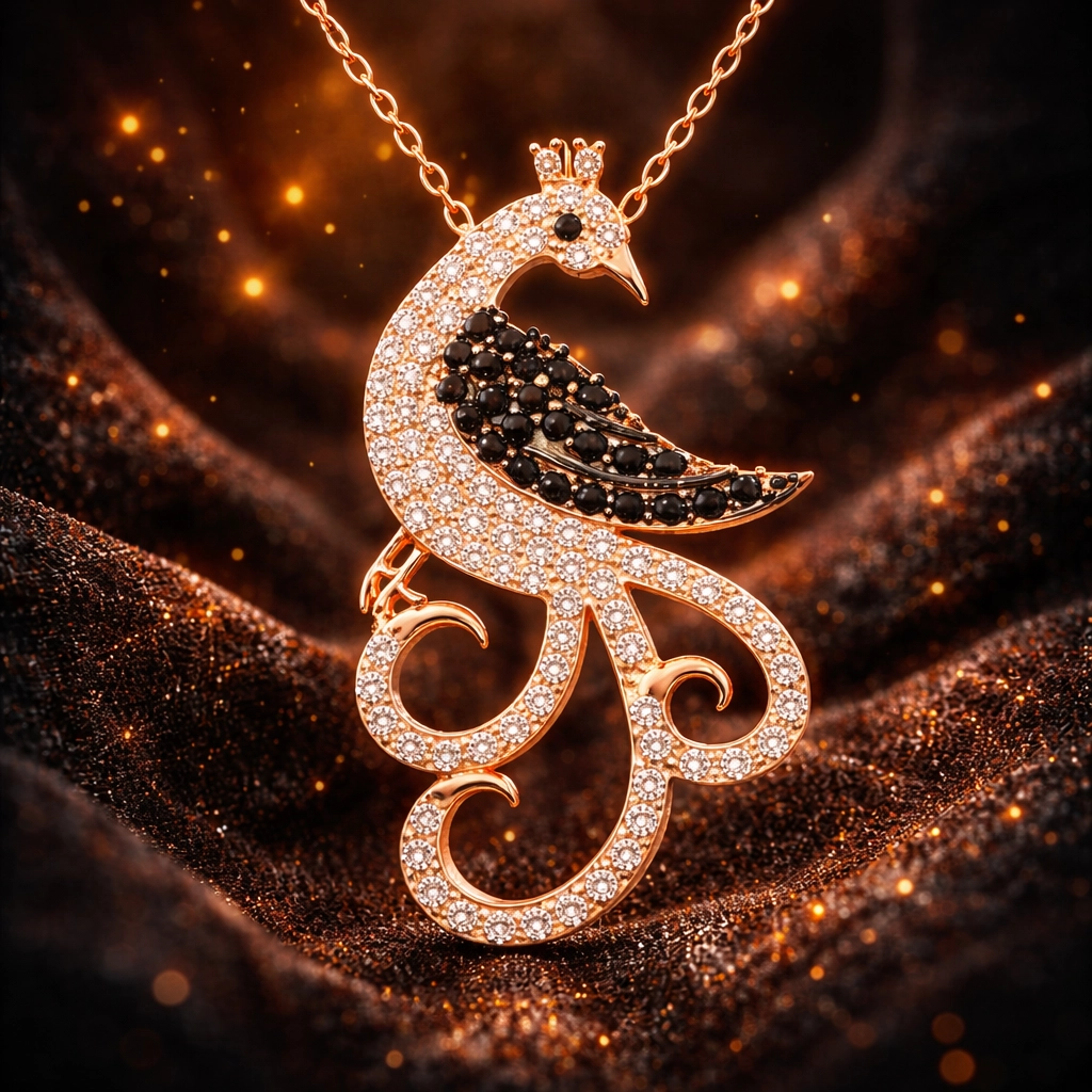 Silver Rose Peacock Women’s Necklace