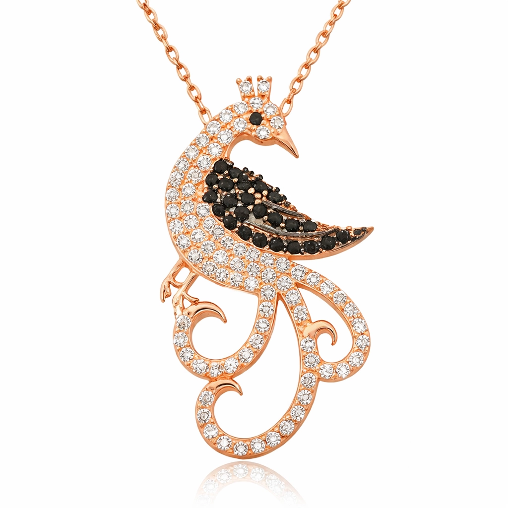 Silver Rose Peacock Women’s Necklace