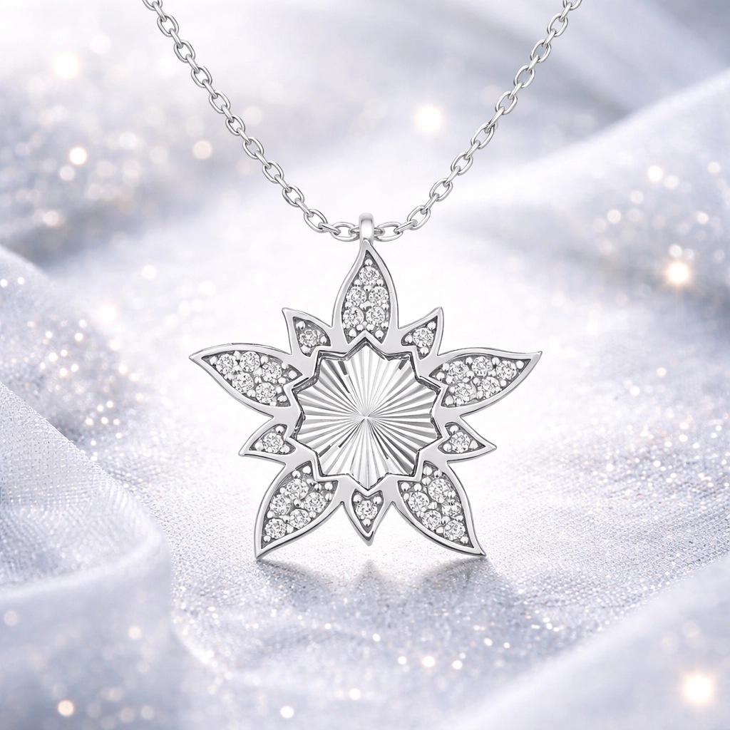 Silver Lotus Flower Women’s Necklace