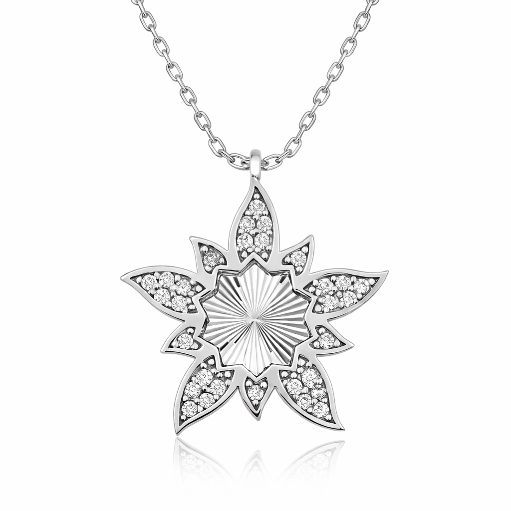 Silver Lotus Flower Women’s Necklace