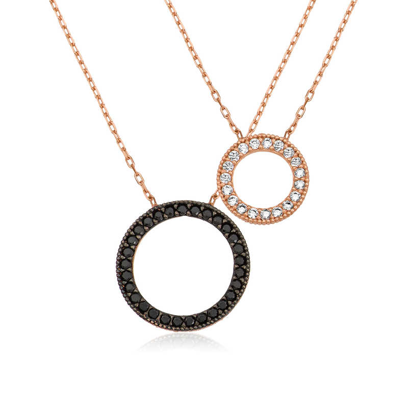 Silver Rose Double Hoop Necklace