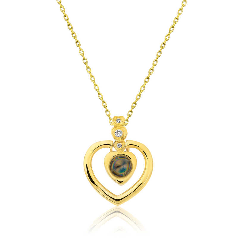 Silver Gold Heart I Love You in 100 Languages Necklace
