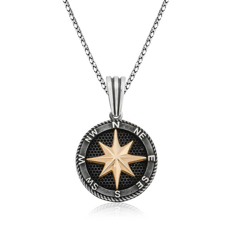 Silver Compass Necklace