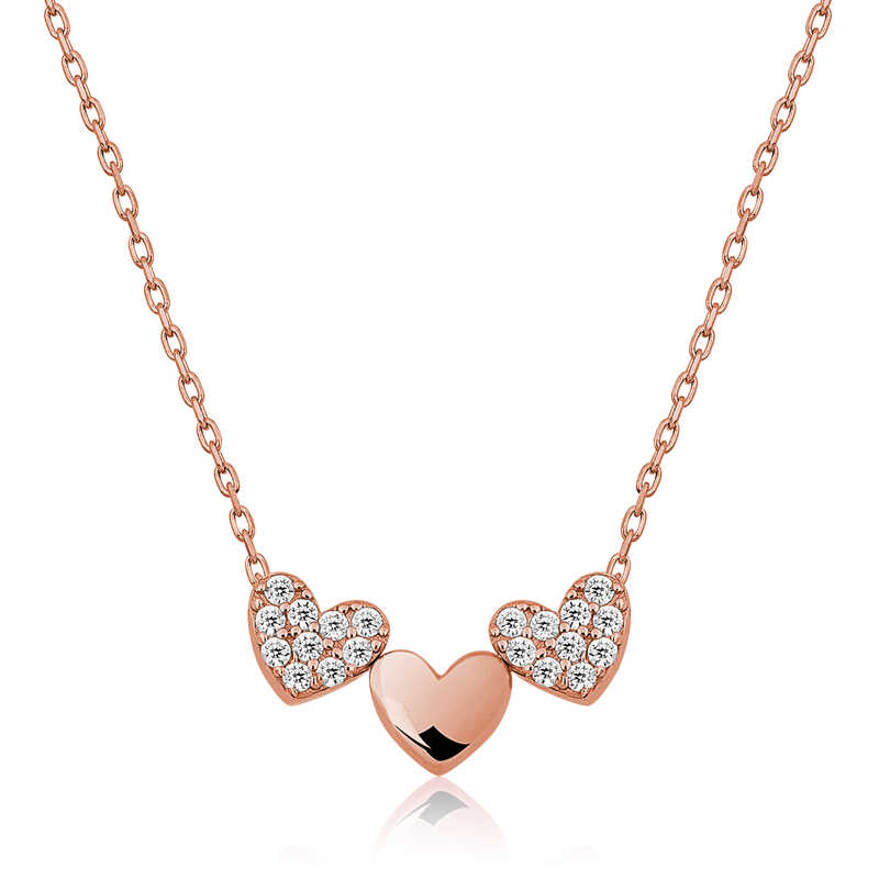 Silver Rose Three Heart Women’s Necklace