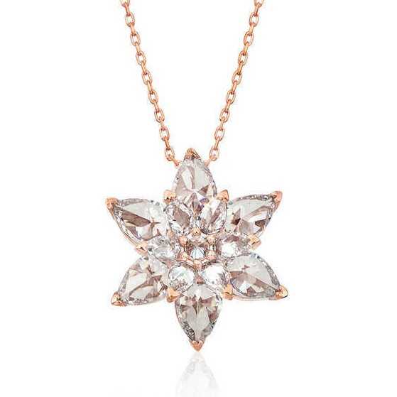 Silver Rose White Lotus Flower Necklace