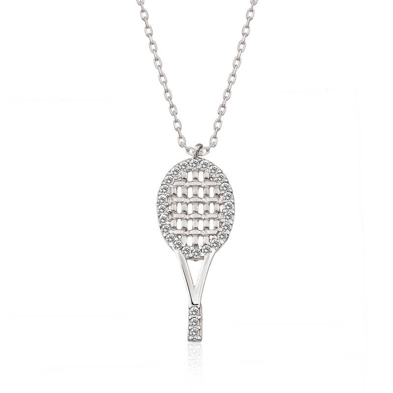 Silver Tennis Racket Necklace for Women