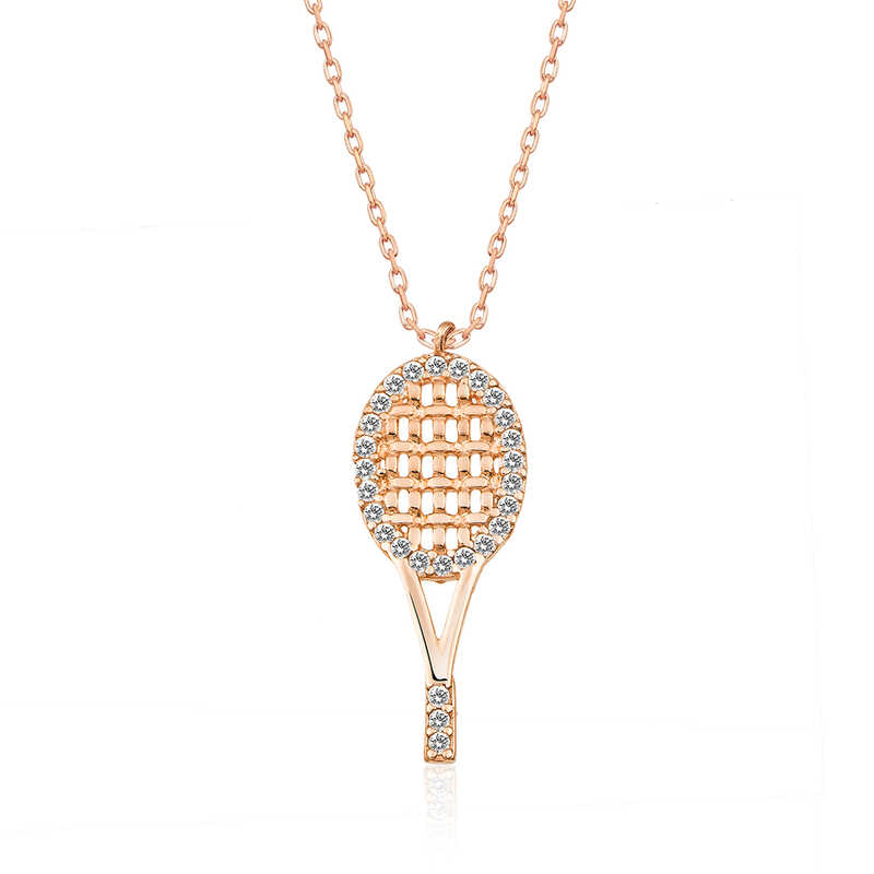 Silver Rose Tennis Racket Women’s Necklace