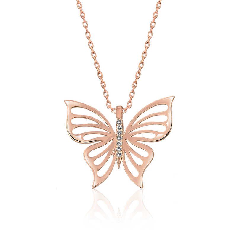 Silver Rose Spring Butterfly Women’s Necklace