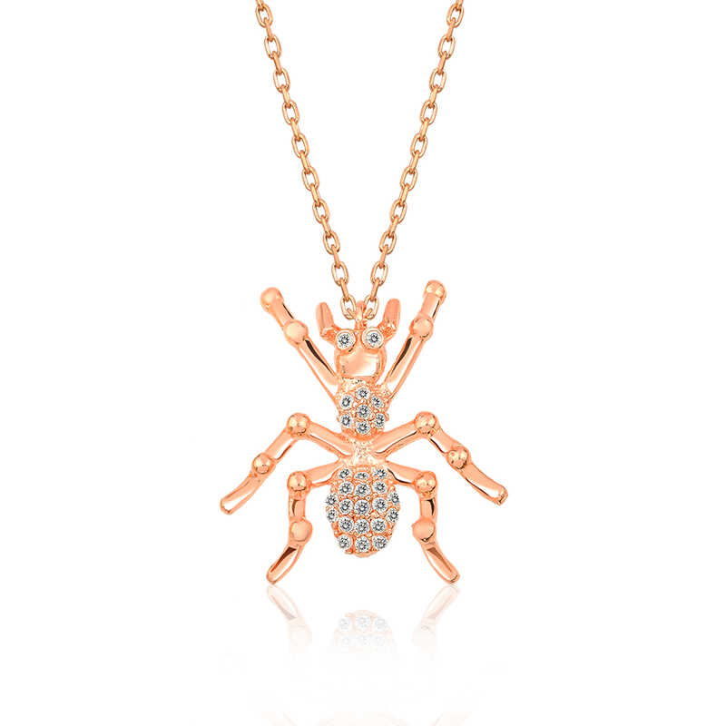 Silver Rose Spider Women’s Necklace