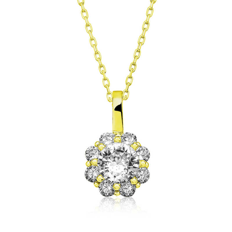 Silver Gold Flower Necklace