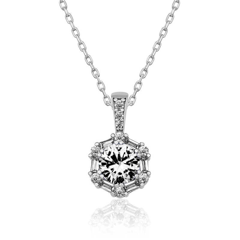 Silver Ice White Baguette Stone Women’s Necklace