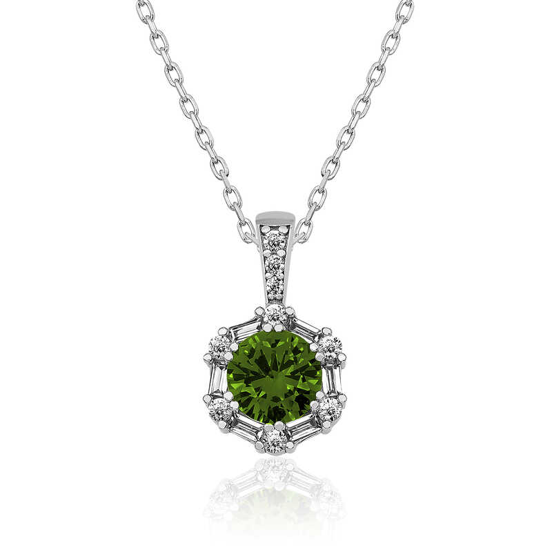 Silver Walnut Green Baguette Stone Women’s Necklace